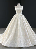 Delicate Ball Gown Square Ivory Satin Beaded Long Prom Dress,Evening Dress GG937