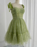 Charming Green Glitter Sequin Tulle Design A-line Homecoming Dress TP3621