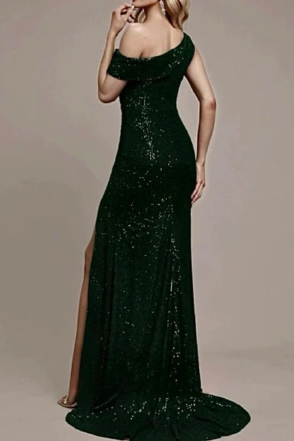 Sleeveless Empire Sparkly Sequins Mermaid Party Prom Dress