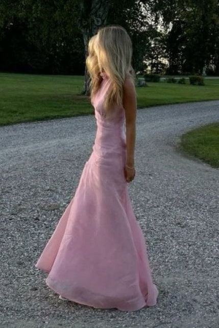 High Neck Sleeveless Empire A-Line Party Prom Dress With Leg Slit