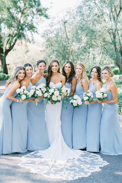 High Neck Sleeveless Floor-Length Bridesmaid Dress