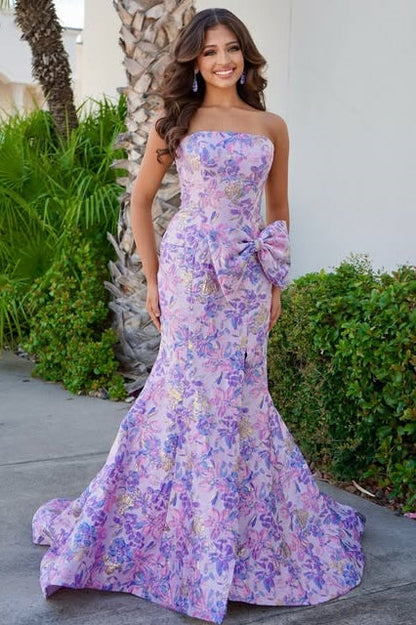 Hot Satin Mermaid Strapless Mermaid Prom Dress With Slit