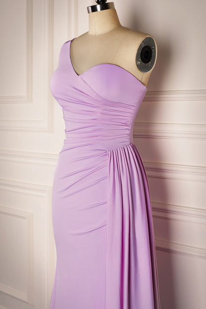 Lilac Mermaid Single Strap Satin Long Bridesmaid Dress