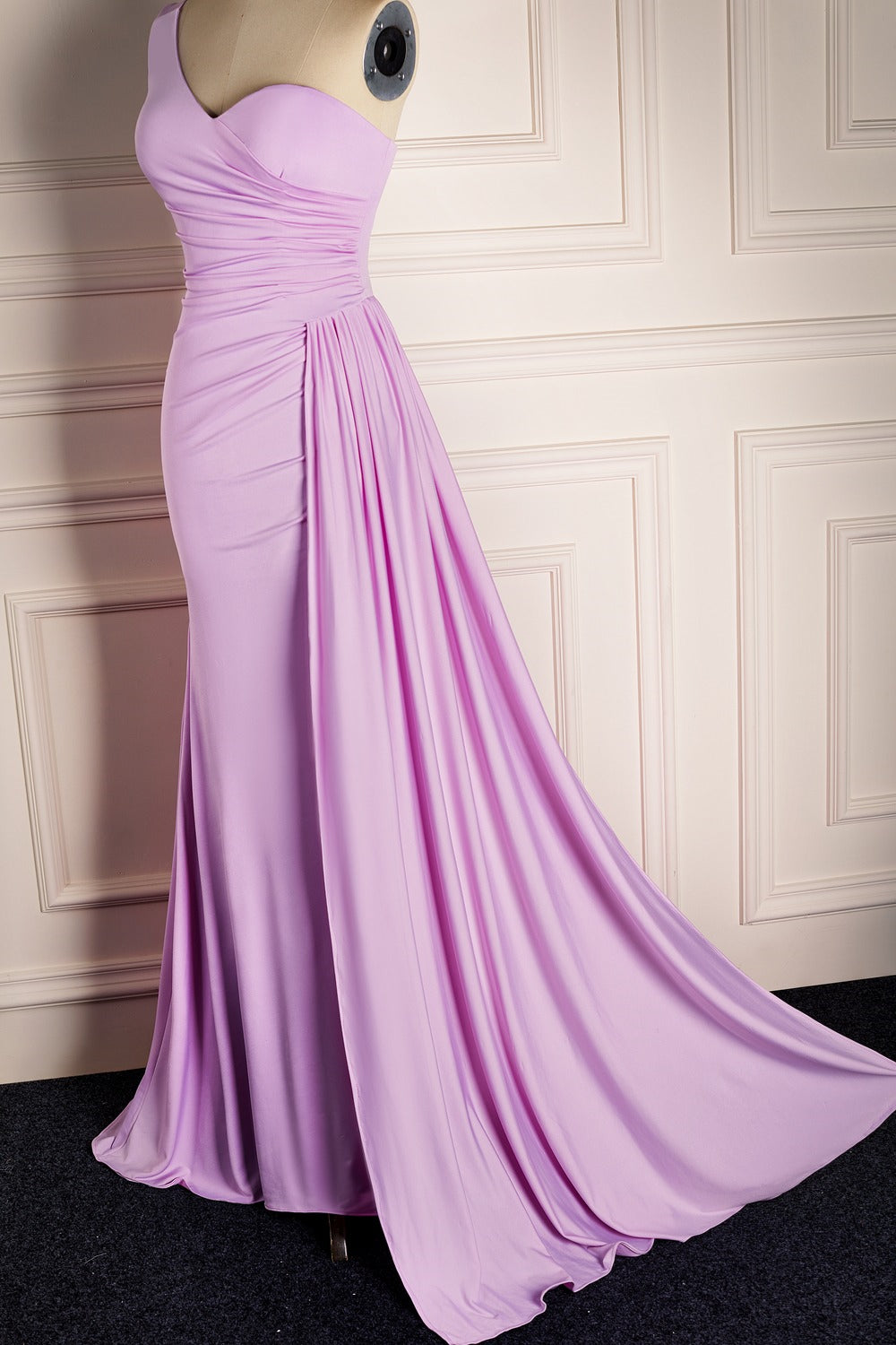 Lilac Mermaid Single Strap Satin Long Bridesmaid Dress