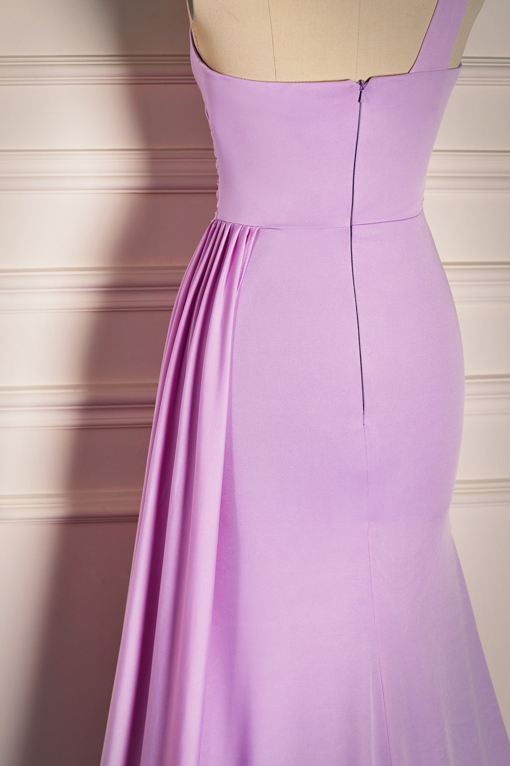 Lilac Mermaid Single Strap Satin Long Bridesmaid Dress