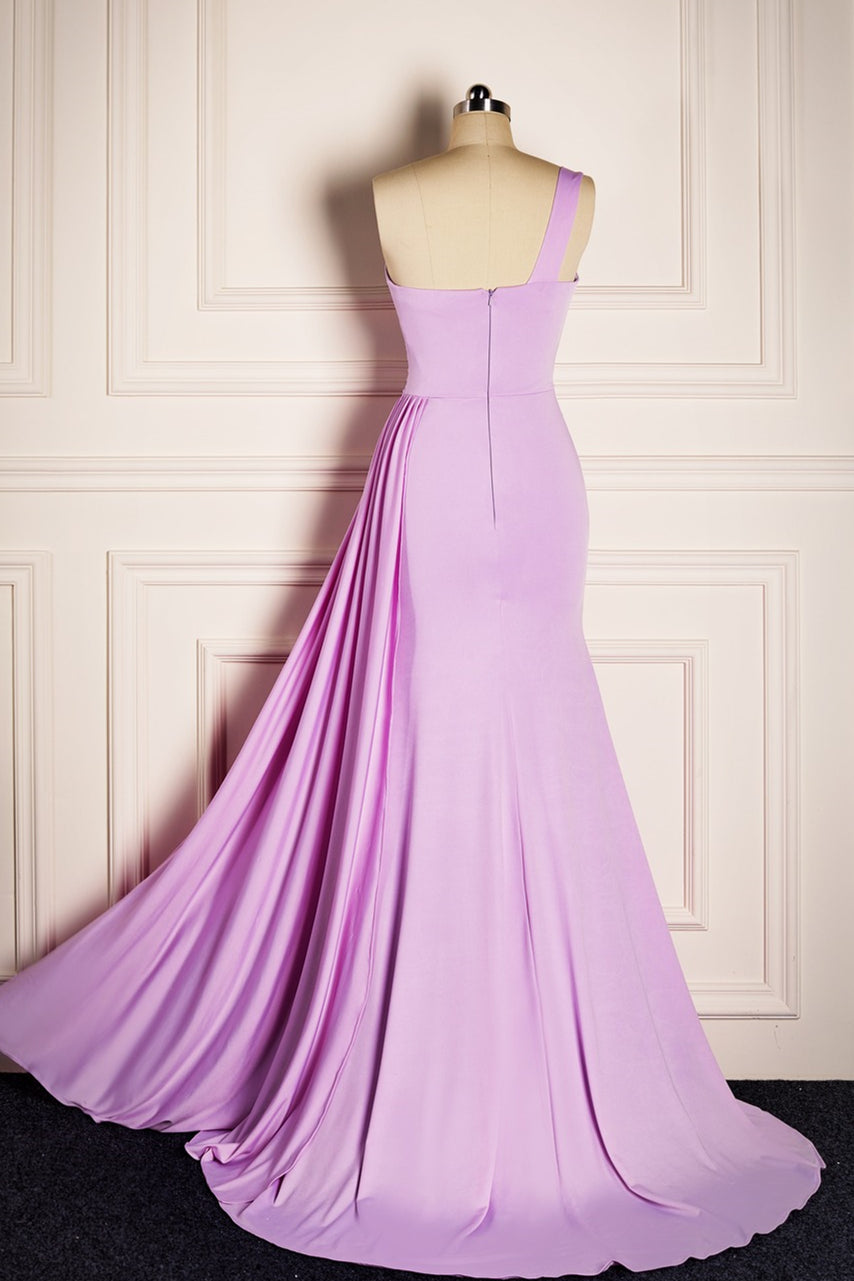 Lilac Mermaid Single Strap Satin Long Bridesmaid Dress