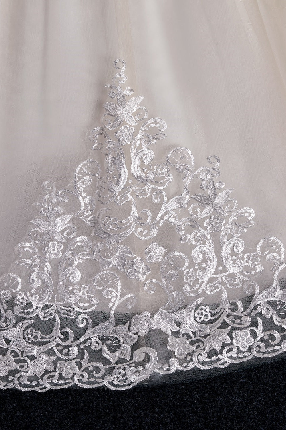 Ivory Long Sleeves Tulle Lace Long Flower Girl Dress