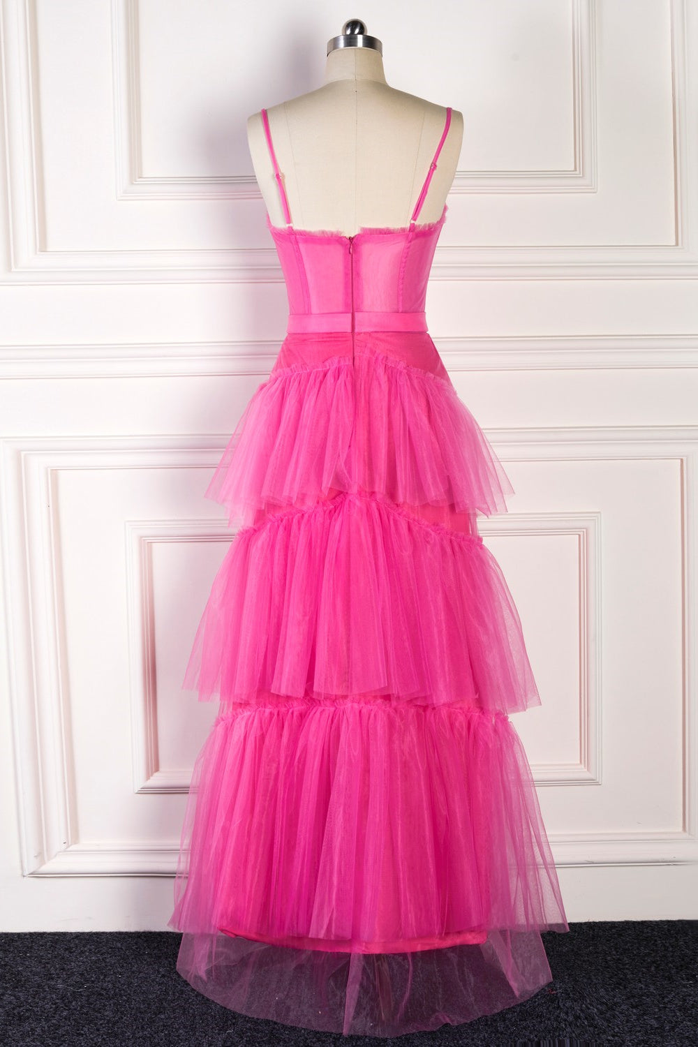 Straps Tulle A-Line Sheer Empire Tiered Prom Party Dress