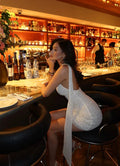 Vintage Shiny Sequin V-neck Short Sheath Party Dress Cocktail Dress Homecoming Dress TP4436