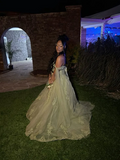 Fancy Green Tulle Prom Outfit Ball Gown Birthday Party Dress