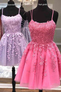 Lace Applique A-line Homecoming Dress Short Prom Dress,Semi Formal Dresses