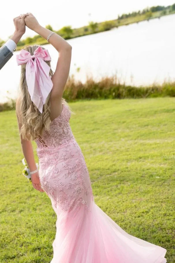 Lace Appliques Sweetheart Strapless Mermaid Party Prom Dress