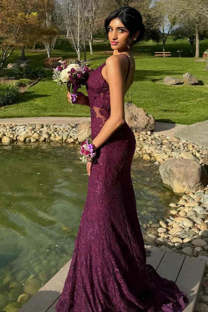 Low V-Neck Backless Mermaid Empire Lace Party Prom Dress