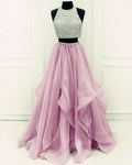 Sequins Beaded Organza Layered Two Piece Ball Gowns Prom Dress,Wedding Party Dress