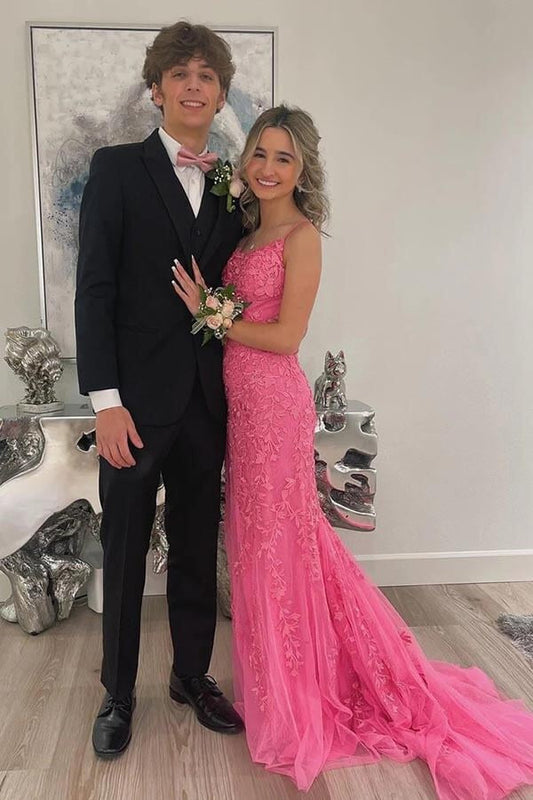 Mermaid Bateau Sleeveless Lace Appliques Party Prom Dress With Train