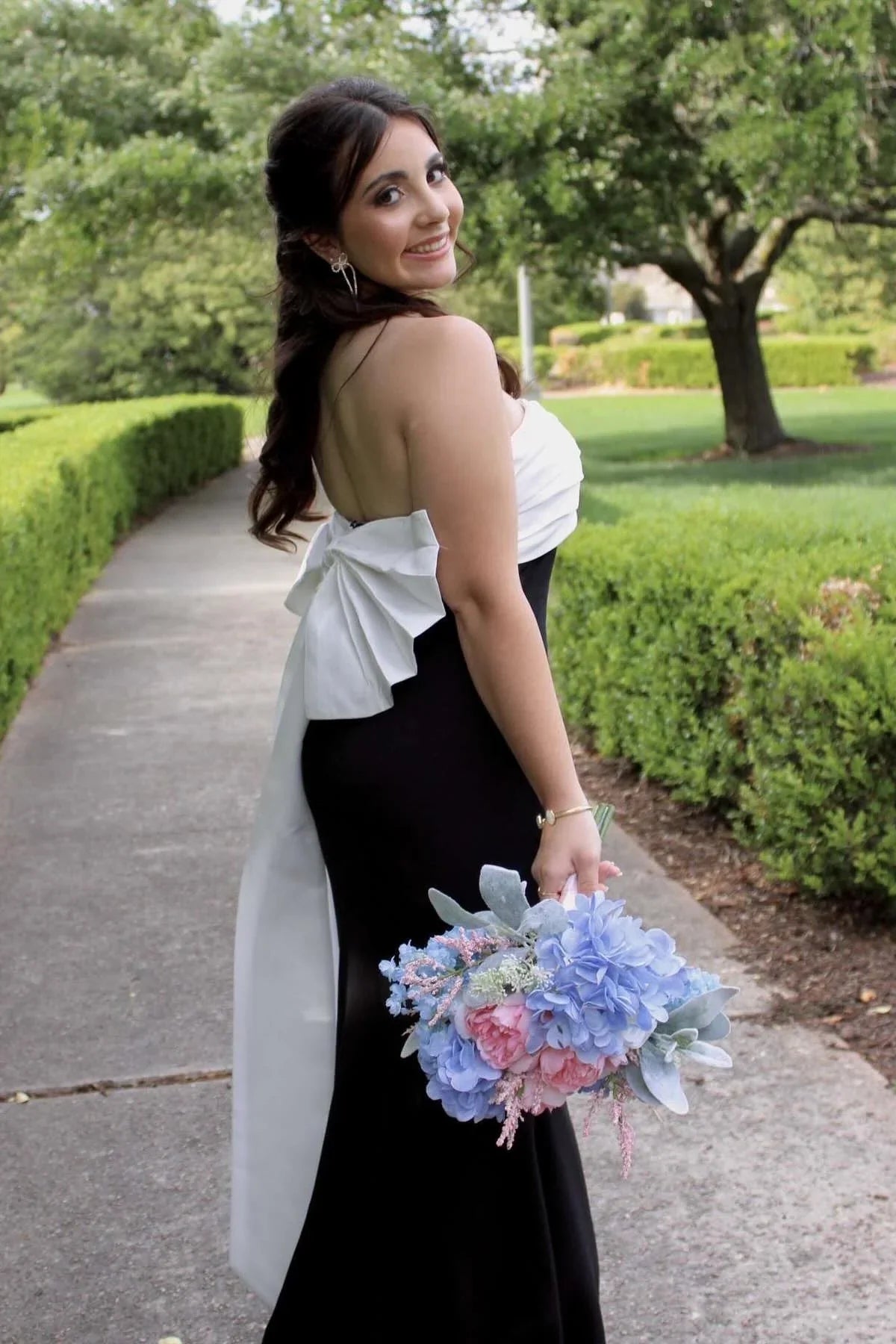 Mermaid Strapless Empire Satin Party Prom Dress With Bow