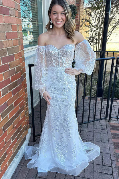 Mermaid Sweetheart Detachable Sleeveles Lace Appliques Party Prom Dress