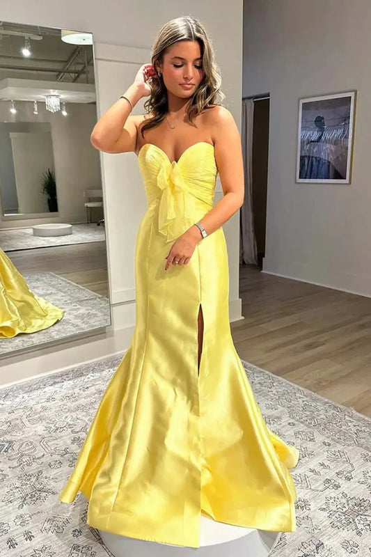 Mermaid Sweetheart Strapless Satin Party Prom Dress