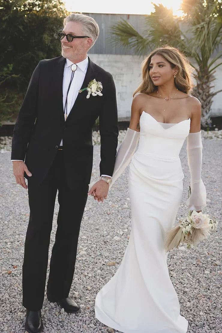 Mermaid V-Neck Strapless Empire Satin Summer Wedding Dress
