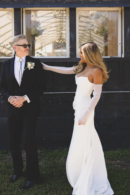 Mermaid V-Neck Strapless Empire Satin Summer Wedding Dress