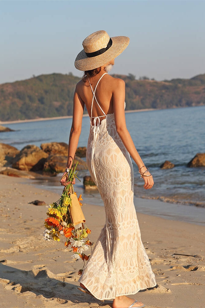 Mermaid White Lace Boho Dress
