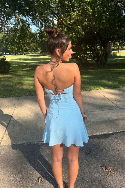 Modern Sweetheart Strapless Chiffon A-Line Ruffle Homecoming Dress