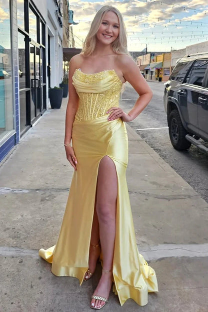 Modest Bateau Strapless Two Tone Mermaid Party Prom Dress