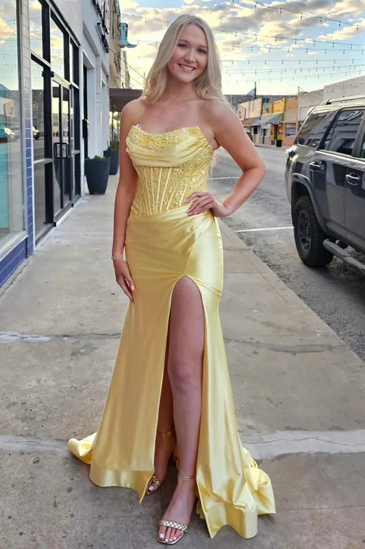 Modest Bateau Strapless Two Tone Mermaid Party Prom Dress
