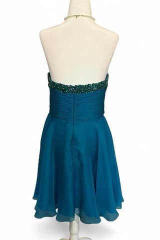 Modest Beaded Strapless Chiffon A-Line Mini Party Homecoming Dress