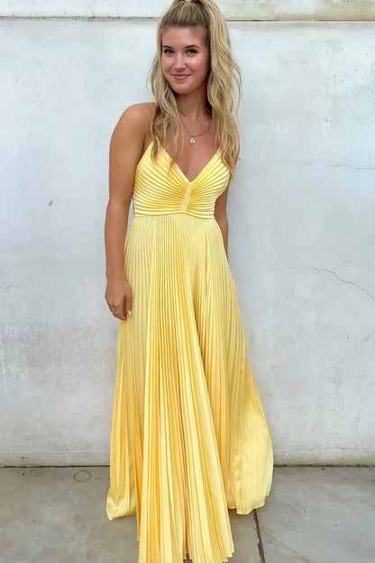 Modest V-Neck Spaghetti Straps Lace Up A-Line Party Prom Dress
