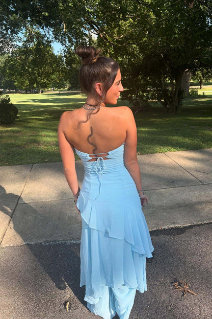 Chic Sweetheart Sleeveless A-Line Tiered Party Prom Dress