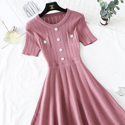 Ice silk knitted dress is a rare Platycodon skirt  4479