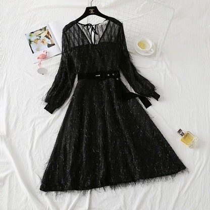 Fairy hair tassel Long Sleeve Dress  4469