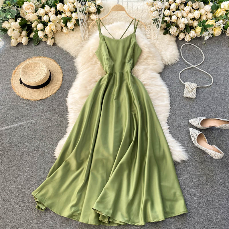 simple backless short summer women's dress P121