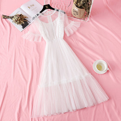 French retro skirt knee length suspender suit  4477