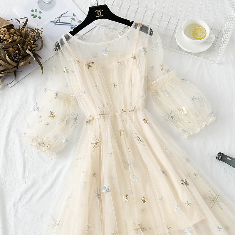 Gauze dress xiansen Department sweet  4297