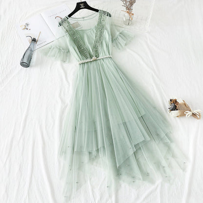 Fairy super xiansen sweet French high waist layered cake skirt  4337