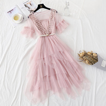 Lace mesh dress Mori sweet cake dress  4361