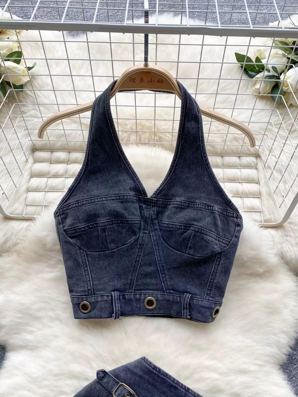 New Retro Design Halter Tank Top High Fanny Pack Hip Skirt TP2828