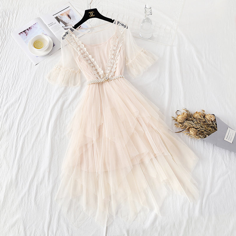 Lace mesh dress Mori sweet cake dress  4361