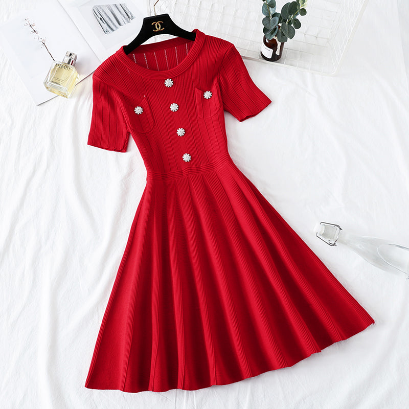 Ice silk knitted dress is a rare Platycodon skirt  4479