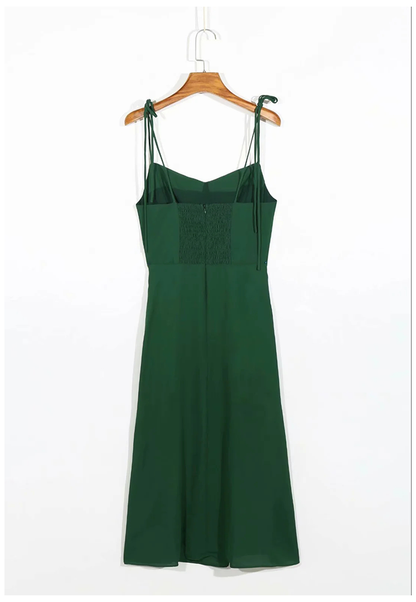 High waist sexy side split hem lace up suspender Knee Length Dress  7101