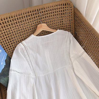 V-neck Pullover loose long sleeve baby shirt women's top  6234