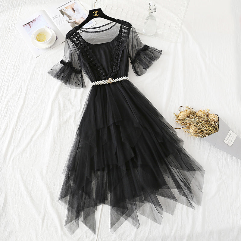 Lace mesh dress Mori sweet cake dress  4361