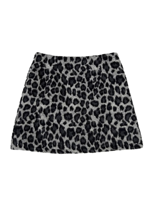 New winter retro-style leopard print wool midi skirt for women, slimming A-line short skirt, plus size. 11343