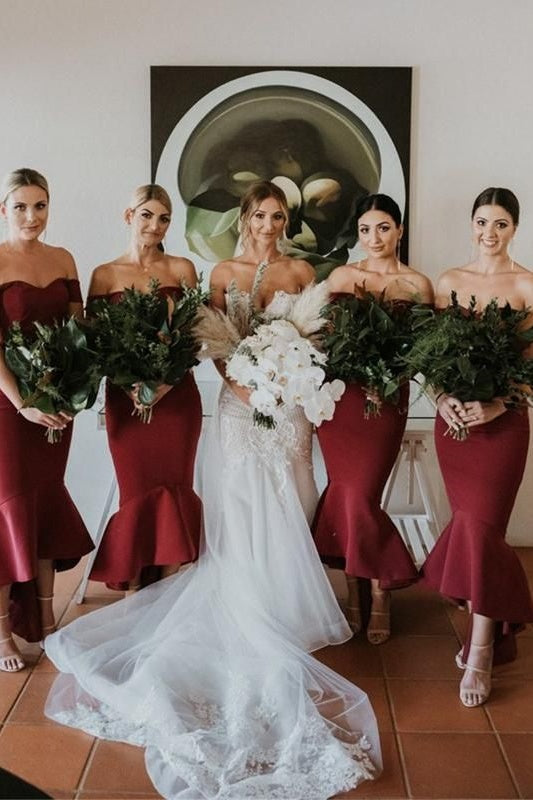 Off-Shoulder Empire Mermaid Satin Bridesmaid Dress