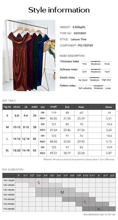 Off-Shoulder Fitted Ruched Empire Velvet Party Evening Dress
