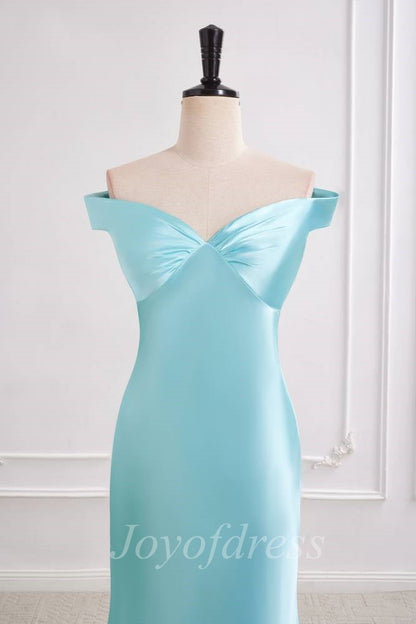 Off-Shoulder Open Back Satin Mermaid Maxi Party Prom Dress