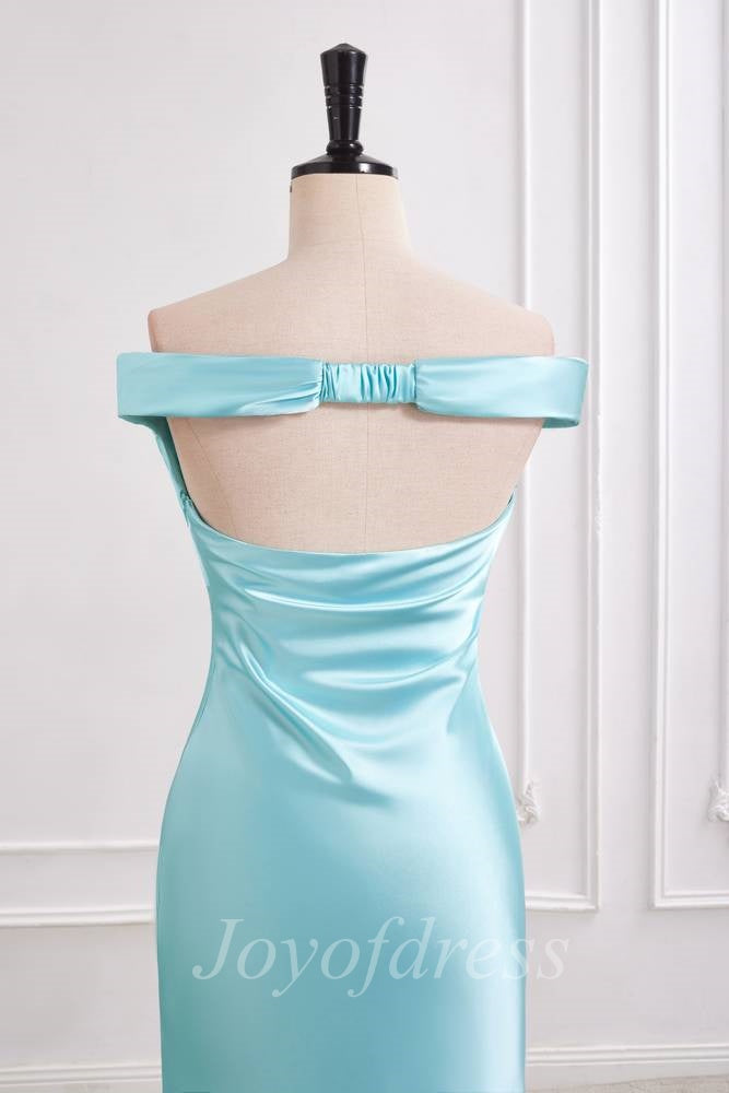 Off-Shoulder Open Back Satin Mermaid Maxi Party Prom Dress