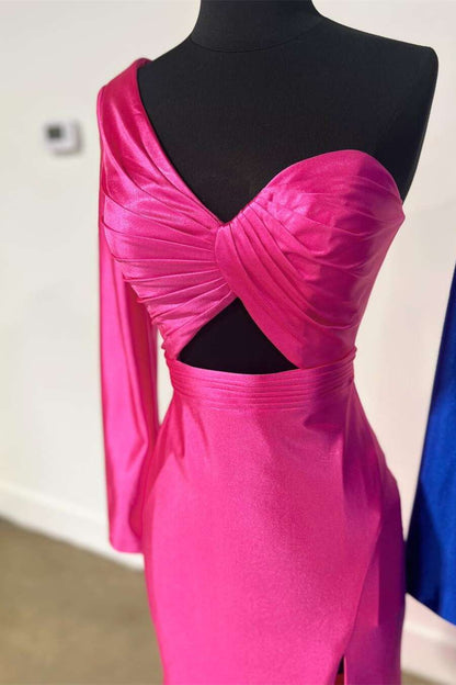 One Shoulder Long Sleeves Mremaid Party Prom Dress